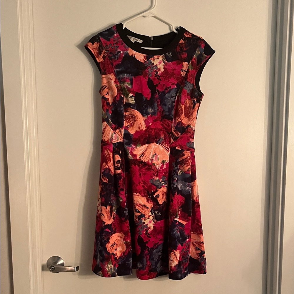 Maggy London Floral Mini Dress in Red and Orange